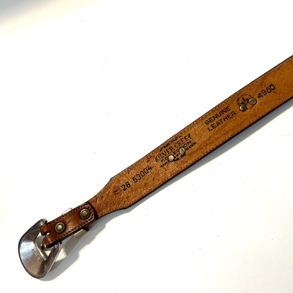 Silver Creek Brown Leather Belt with Silver & Rose Toned Fetishized Size 28 - Picture 2 of 13